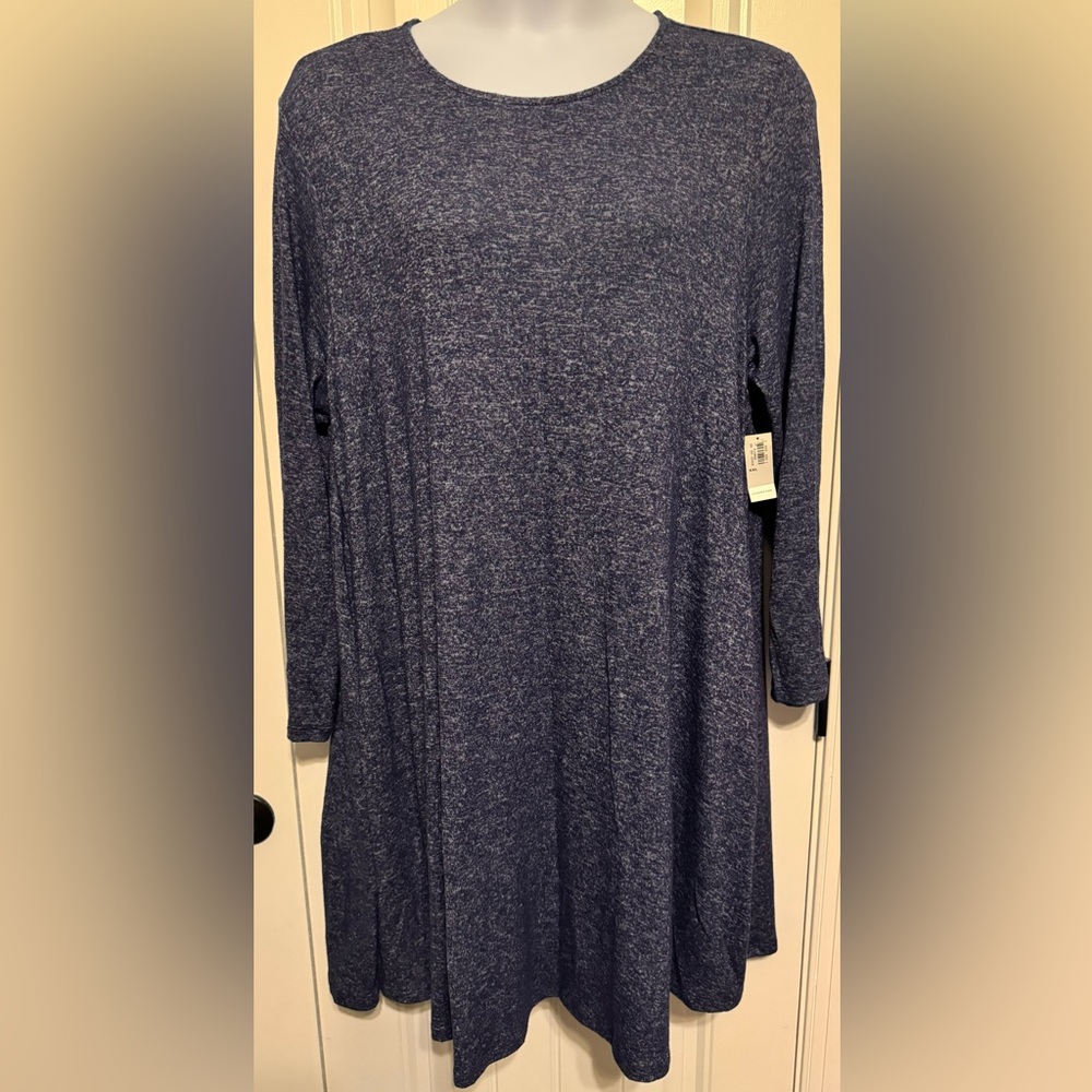 NWT Old Navy Blue Plush Long Sleeve, Knee Length Swing Dress Size XXL